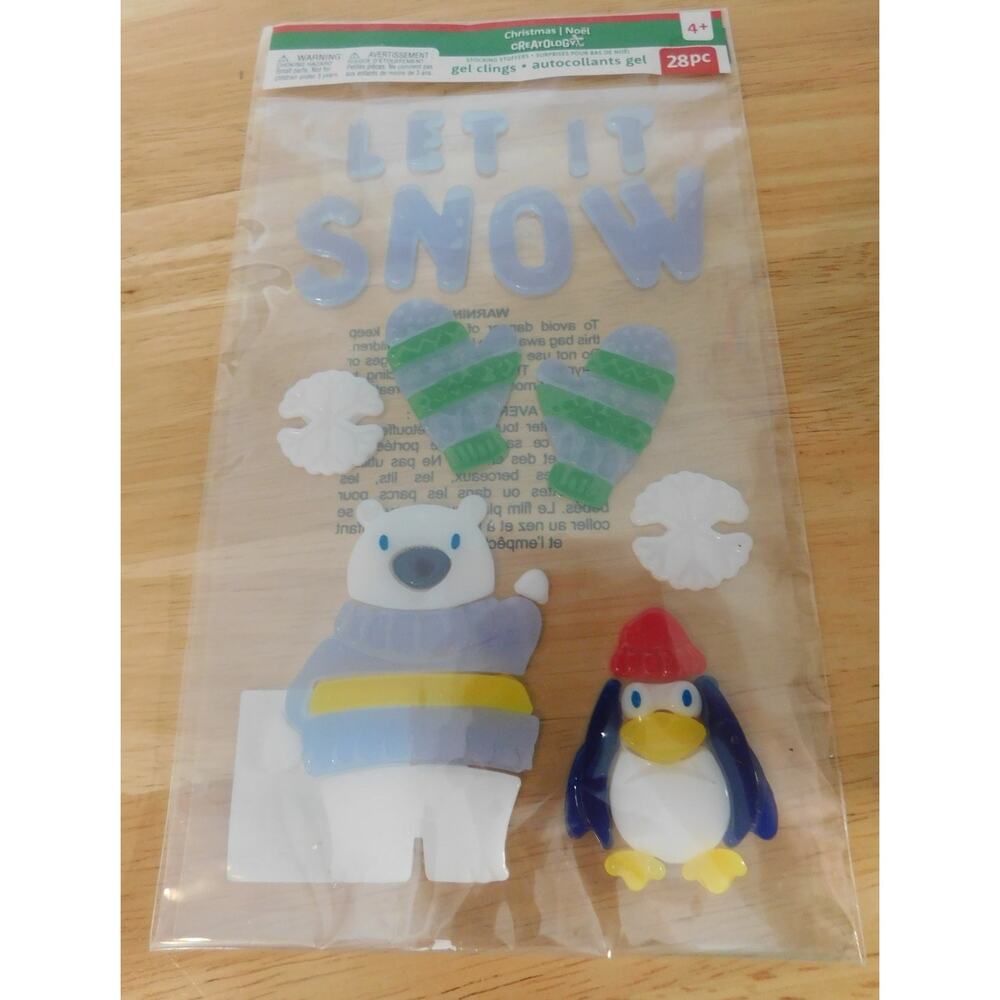 Christmas Polr Bear Penguin Window Gel Clings 28pcs Sticker Decorations